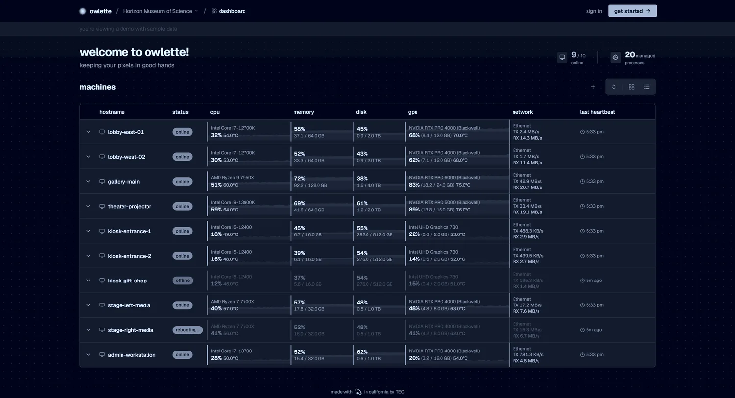 owlette — fleet-monitoring dashboard